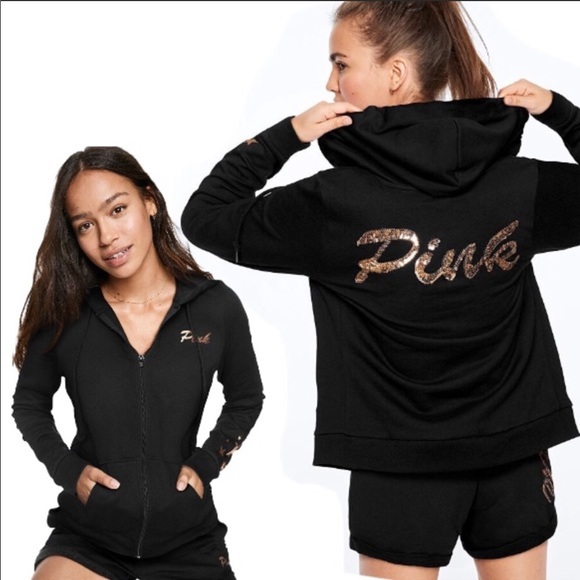 PINK Victoria's Secret Tops - NWT Victoria Secret pink large bling full zip